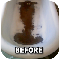 Another example of an old stained rusty bathtub before resurfacing
